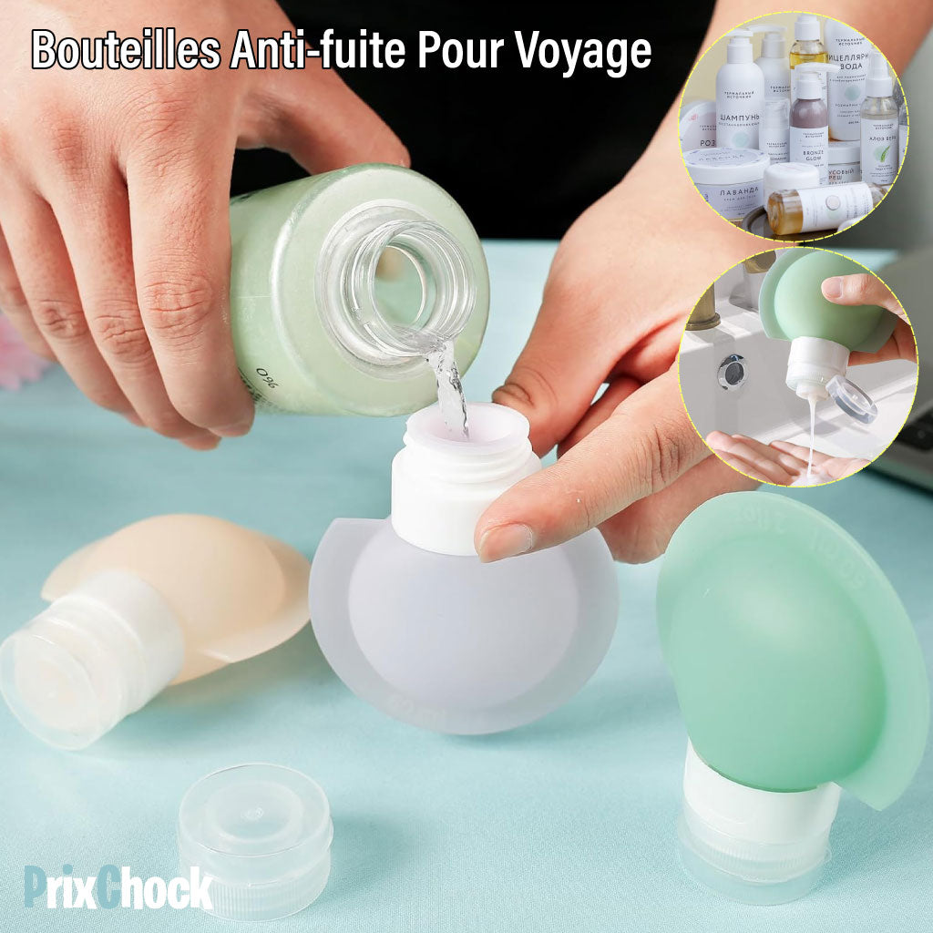 Ensemble De Mini Bouteilles En Silicone Anti-fuite Pour Transportation Des Liquides