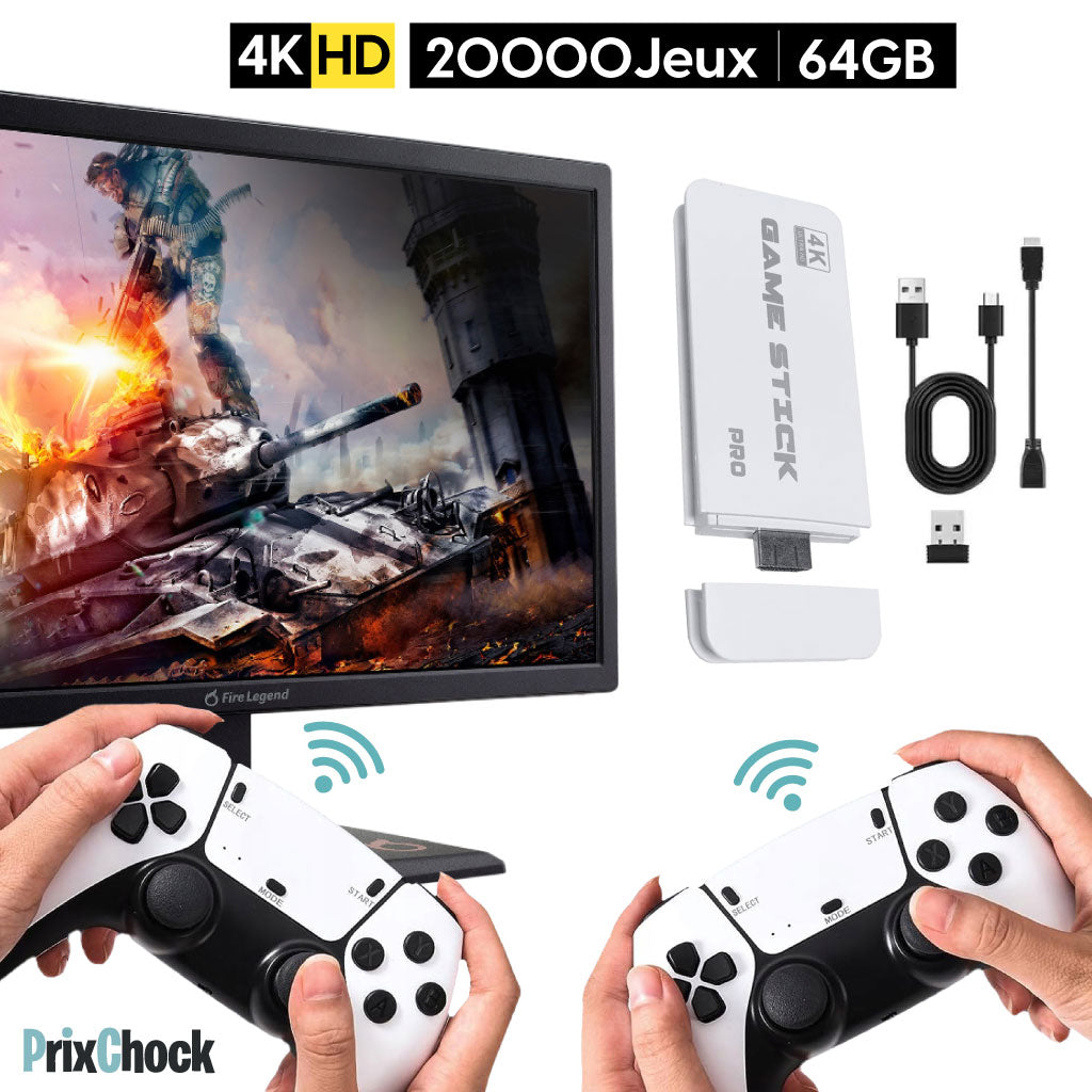 Console Rétro HDMI 4K – 20 000+ Jeux Intégrés & Manettes Sans Fil Incluses