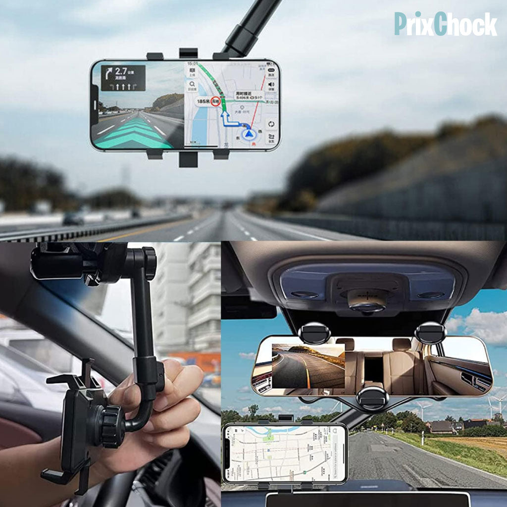 Support De Téléphone Rotatif À 360° Pour Rétroviseur De Voiture – Pratique Et Sécurisé