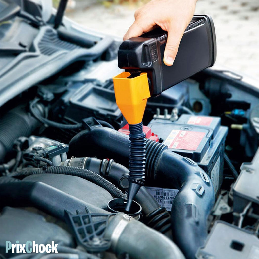 Entonnoir Auto Rétractable Flexible : Idéal pour Voitures, Motos et Tâches de Drainage