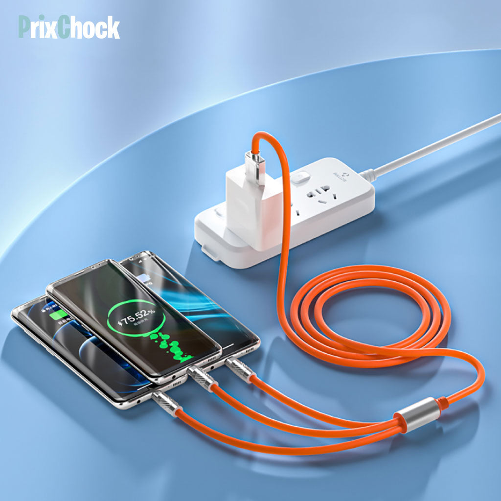 Câble de Cordon de Charge 3 en 1 Multifonctionnel à Chargement Rapide.