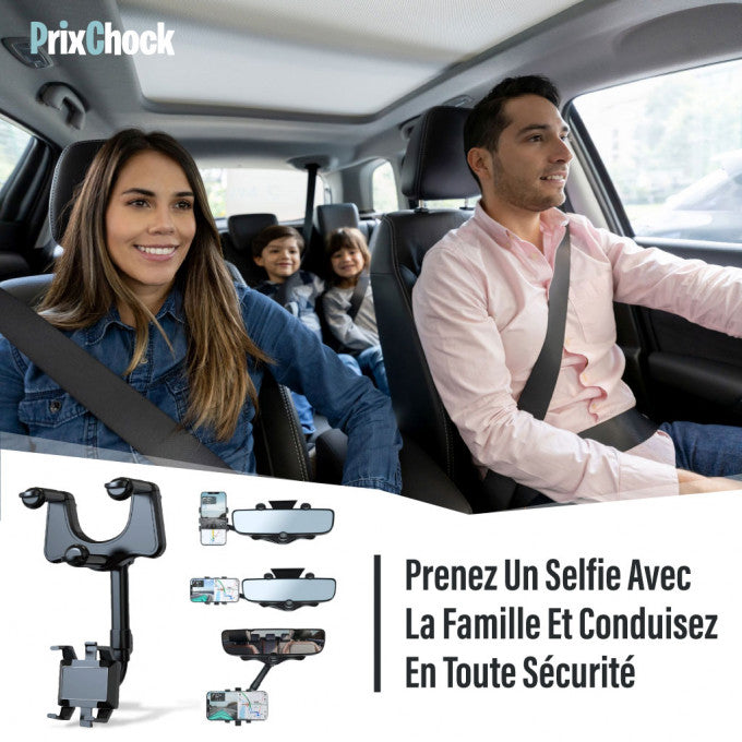 Support De Téléphone Multifonction Rotatif À 360° Pour Rétroviseur De Voiture.