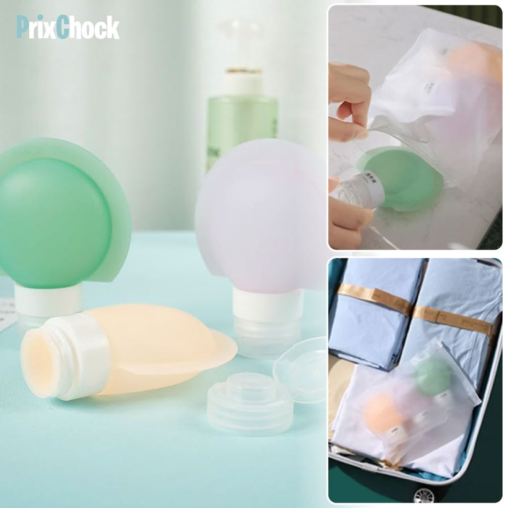 Ensemble De Mini Bouteilles En Silicone Anti-fuite Pour Transportation Des Liquides