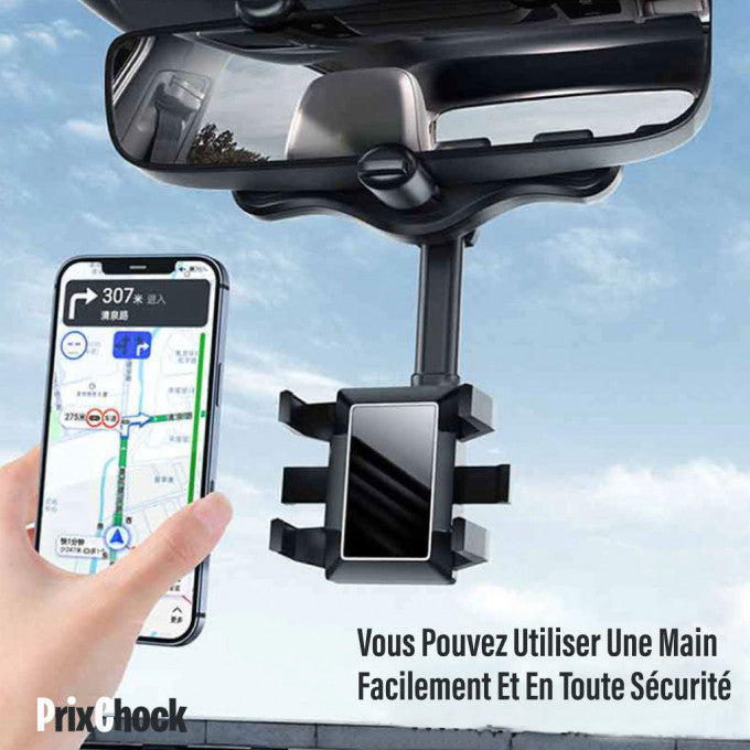 Support De Téléphone Multifonction Rotatif À 360° Pour Rétroviseur De Voiture.