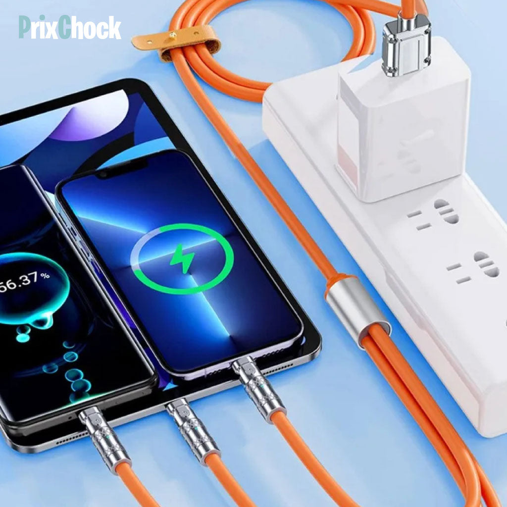 Câble de Cordon de Charge 3 en 1 Multifonctionnel à Chargement Rapide.