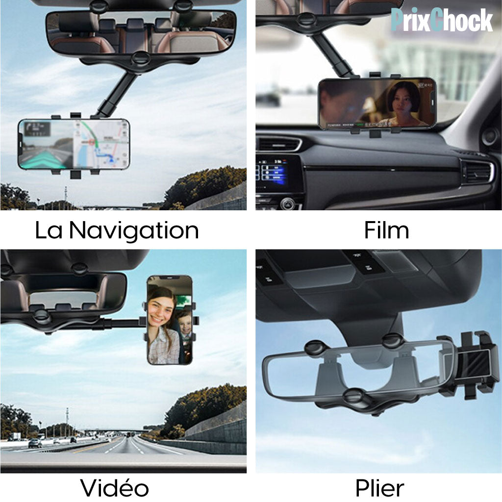 Support De Téléphone Rotatif À 360° Pour Rétroviseur De Voiture – Pratique Et Sécurisé