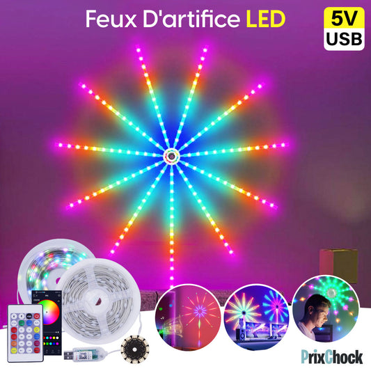 Lumière D'ambiance Led Feux D'artifice RGB Avec Télécommande Et Lumières De Synchronisation De Musique