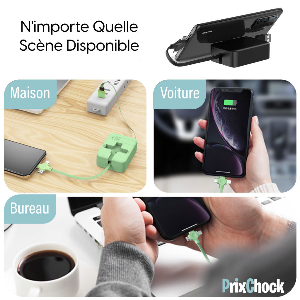 Câble 4 En 1 Rétractable : Une Seule Solution Pour Tous Vos Appareils !