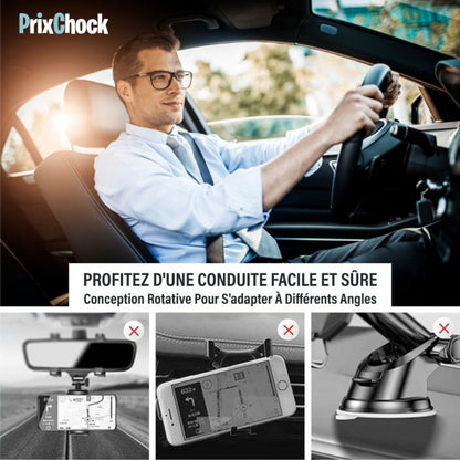 Support De Téléphone Multifonction Rotatif À 360° Pour Rétroviseur De Voiture.