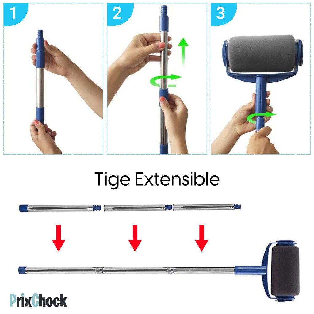 Ensemble de Rouleau de Peinture anti goutte Rechargeable avec Réservoir Et Manche Extensible