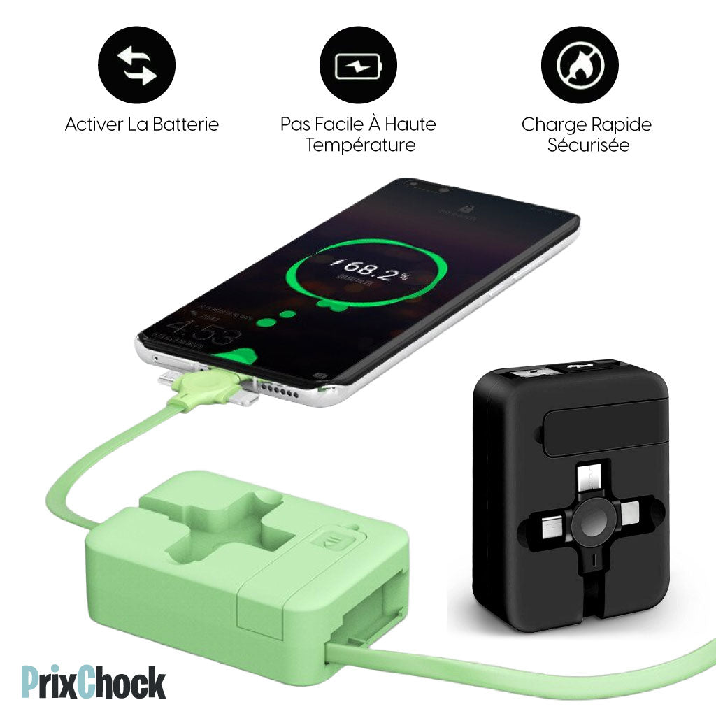 Câble 4 En 1 Rétractable : Une Seule Solution Pour Tous Vos Appareils !