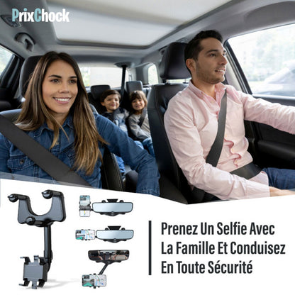 Support De Téléphone Multifonction Rotatif À 360° Pour Rétroviseur De Voiture.