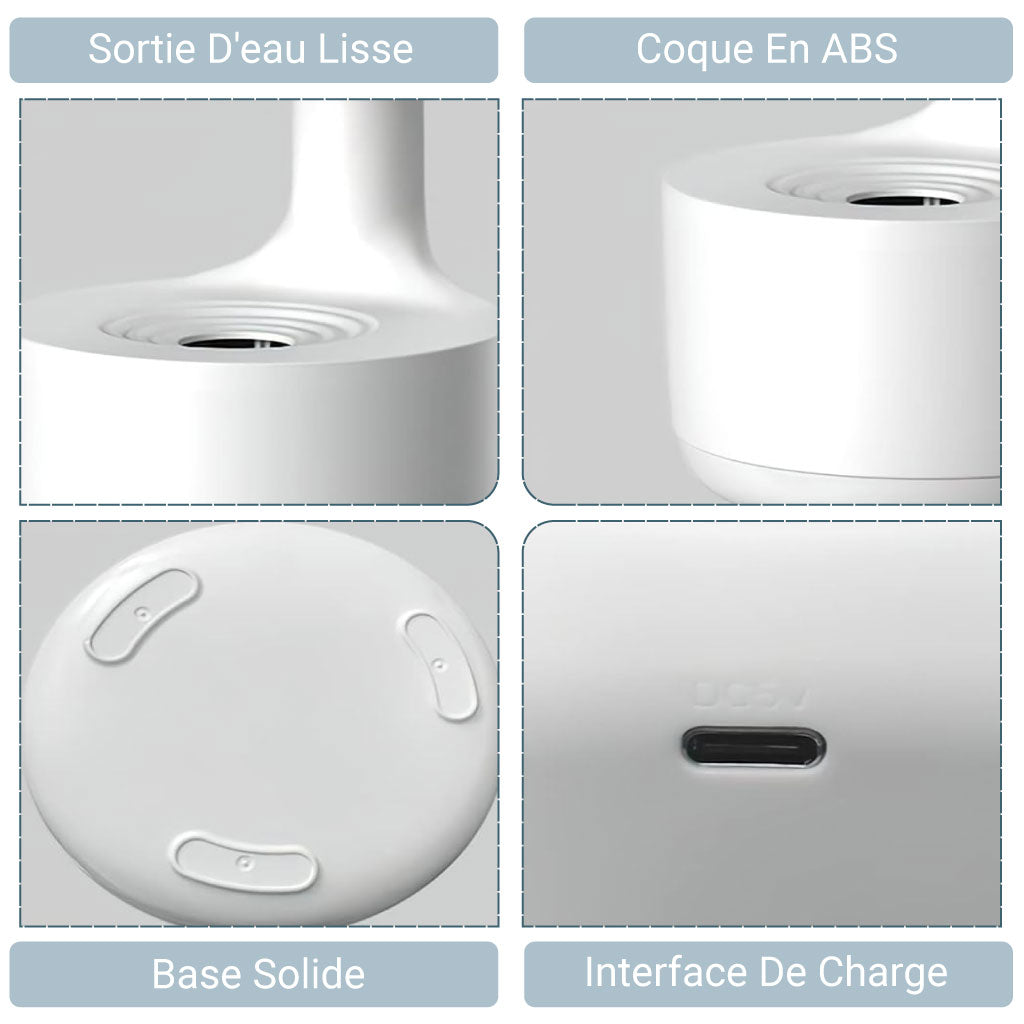 Humidificateur Compact Avec Lumière Et Diffusion D’arômes - Ambiance Relaxante Pour Tous Vos Espaces