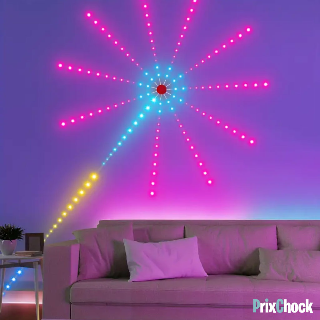 Lumière D'ambiance Led Feux D'artifice RGB Avec Télécommande Et Lumières De Synchronisation De Musique
