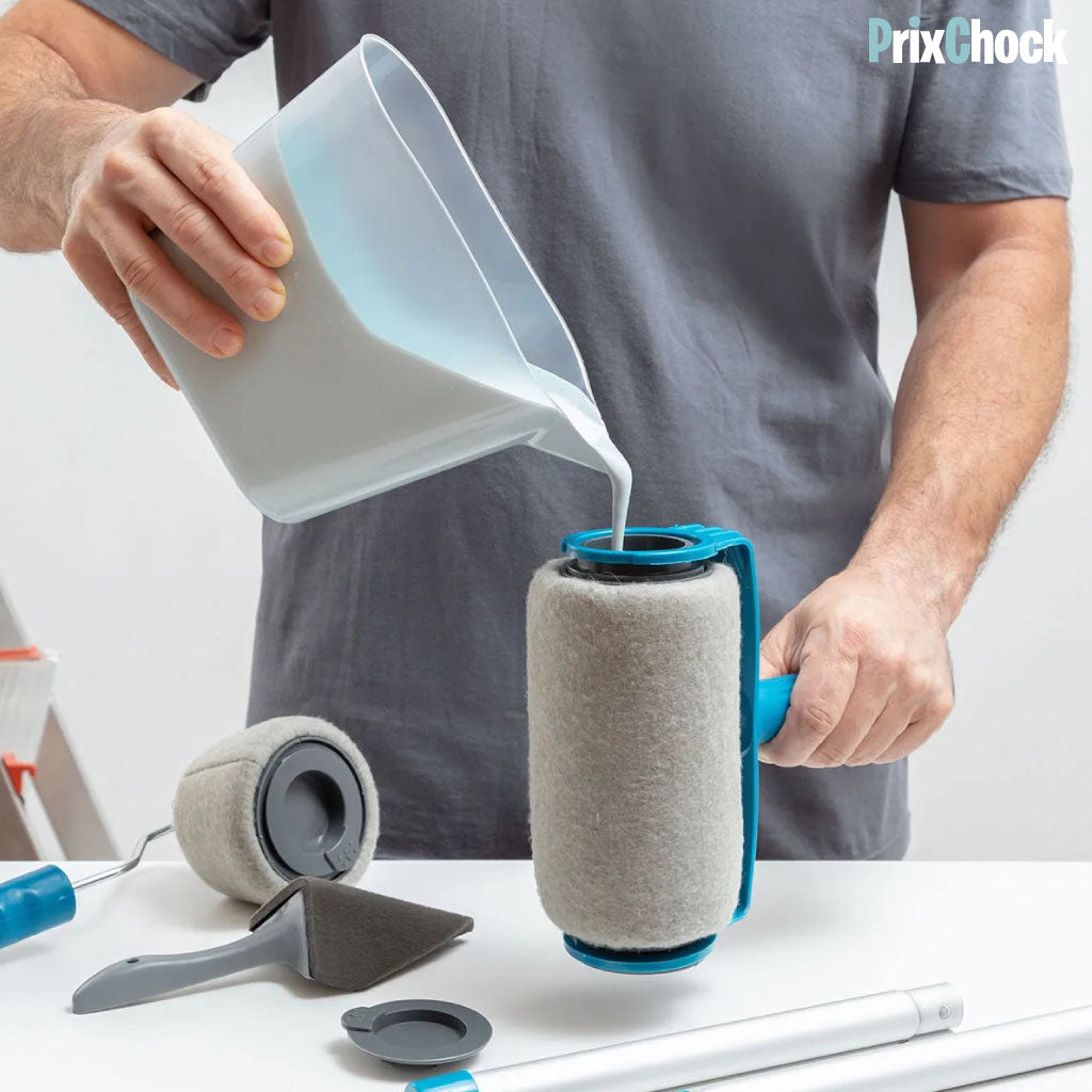 Ensemble de Rouleau de Peinture anti goutte Rechargeable avec Réservoir Et Manche Extensible