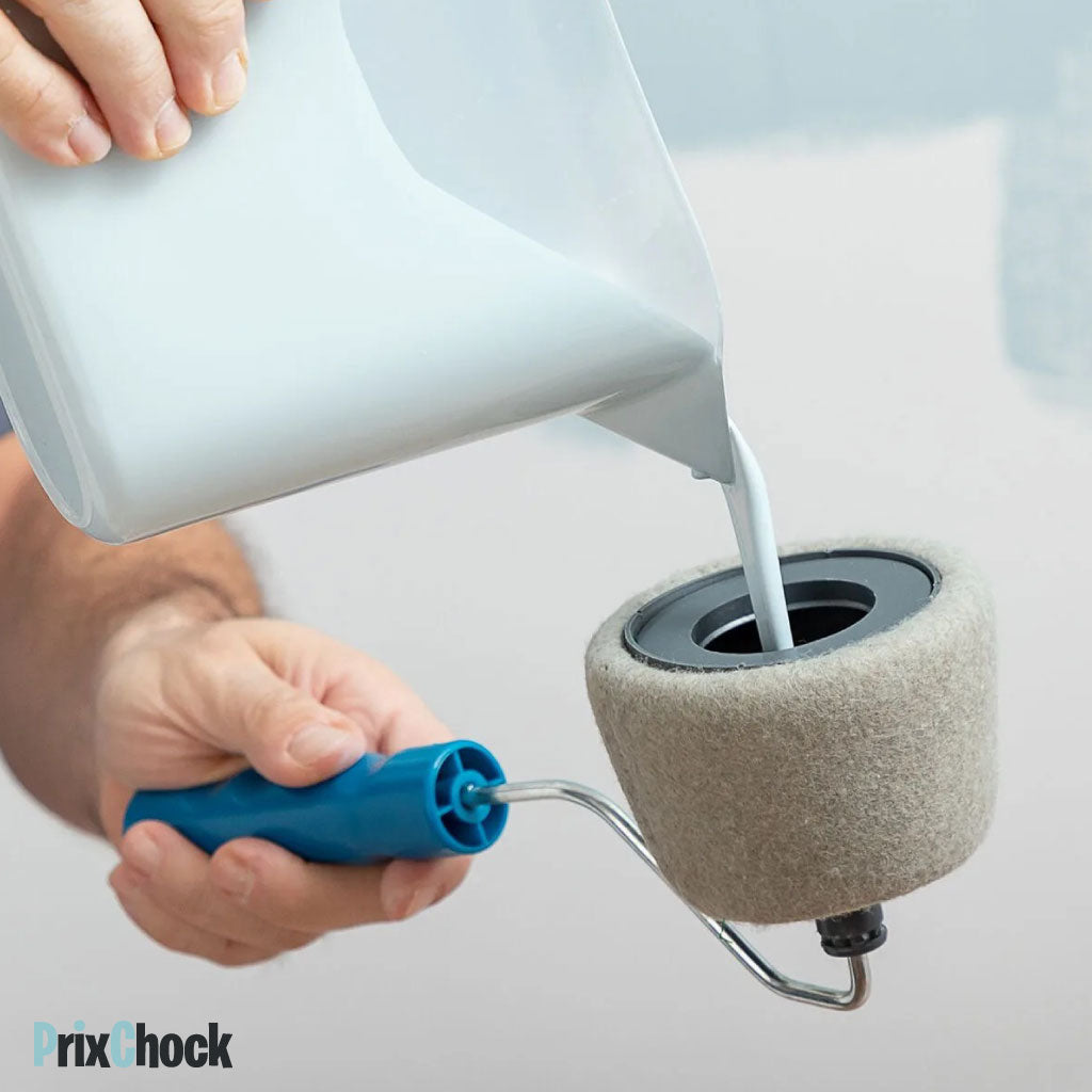Ensemble de Rouleau de Peinture anti goutte Rechargeable avec Réservoir Et Manche Extensible