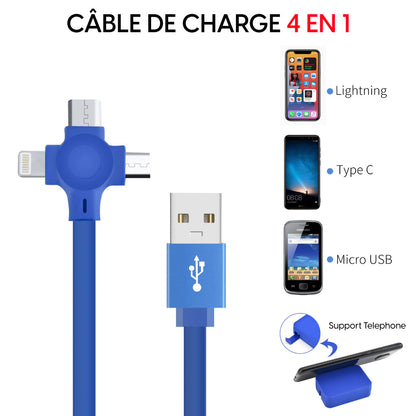 Câble 4 En 1 Rétractable : Une Seule Solution Pour Tous Vos Appareils !