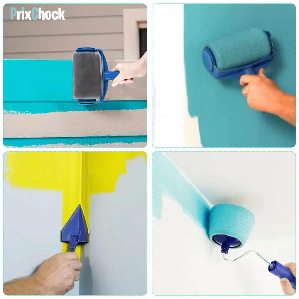 Ensemble de Rouleau de Peinture anti goutte Rechargeable avec Réservoir Et Manche Extensible