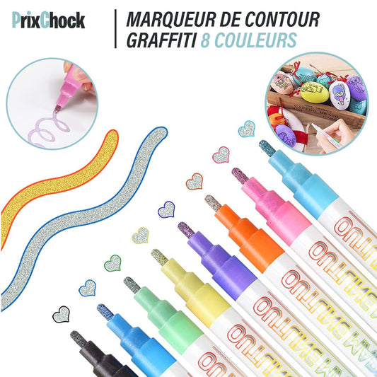 Marqueur Magique Etincelant Brillant Multicouleur À Double Lignes Effet Diamant