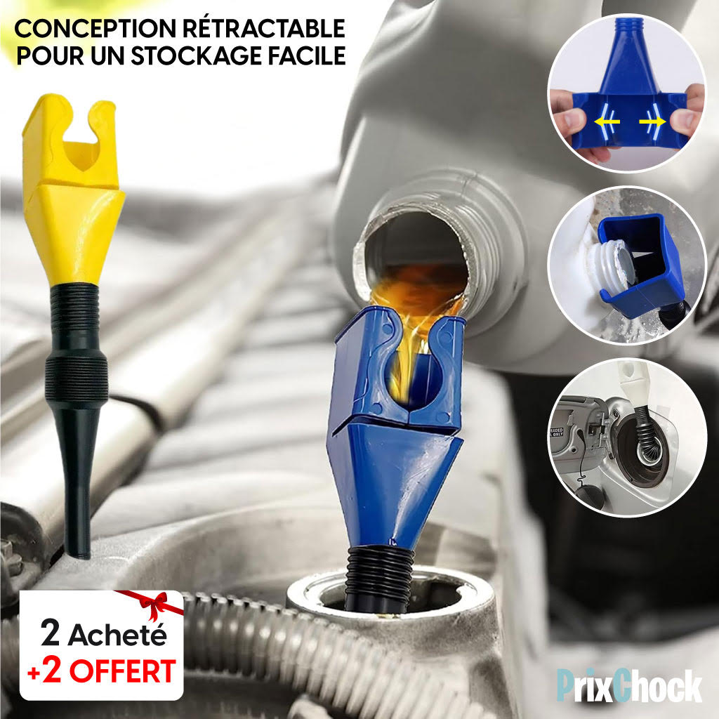 Entonnoir Auto Rétractable Flexible : Idéal pour Voitures, Motos et Tâches de Drainage