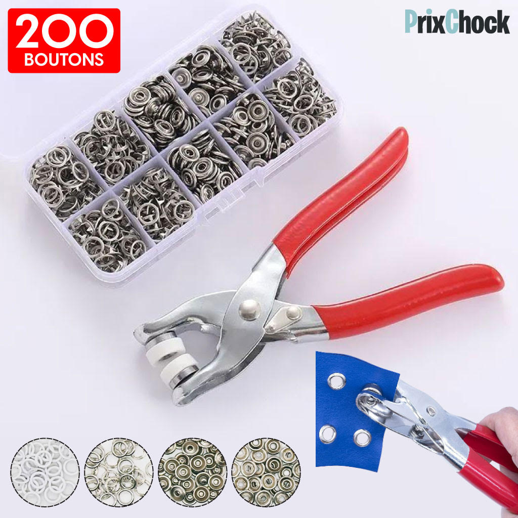 Pince De Fixation Des Boutons De Vêtements En Métal Pack De 200Pcs
